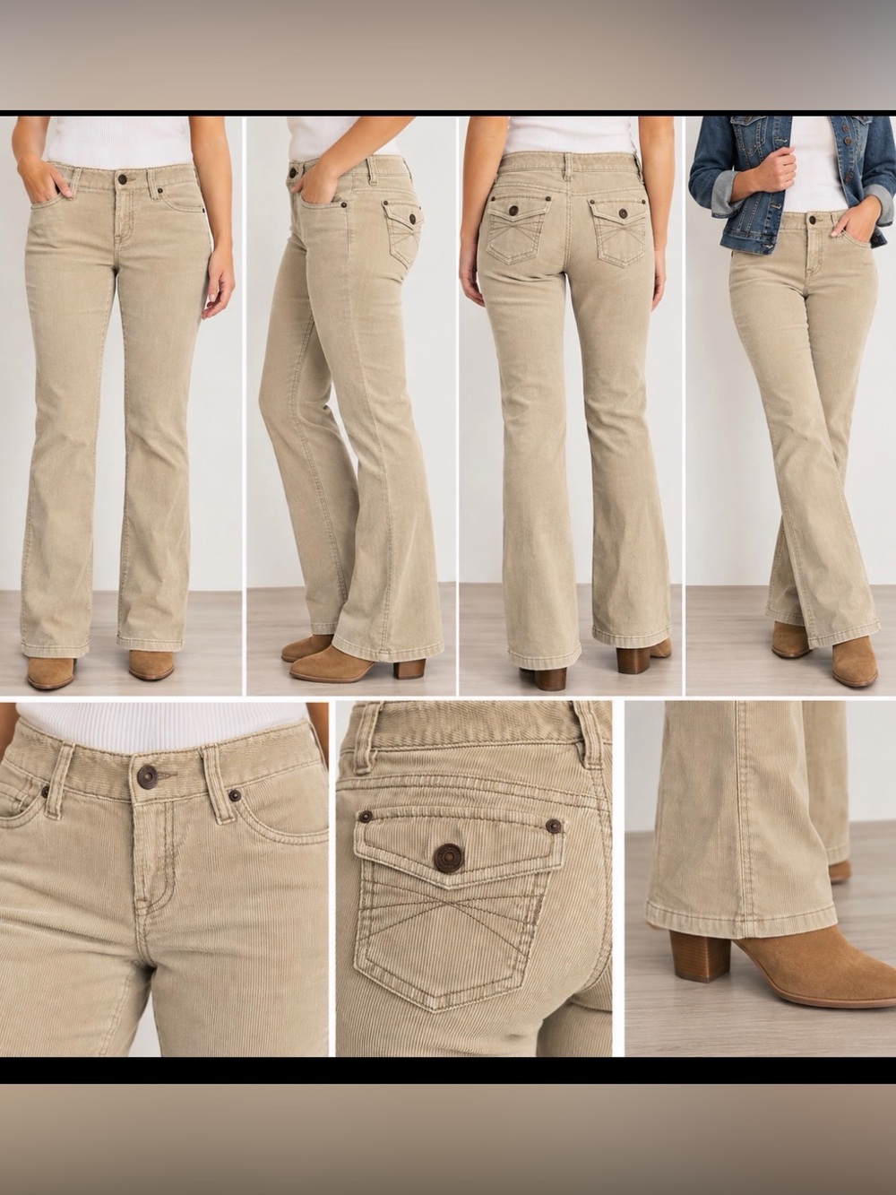 Ann Taylor LOFT Curvy Boot Corduroy Pants Beige Size 00P Petite Bootcut